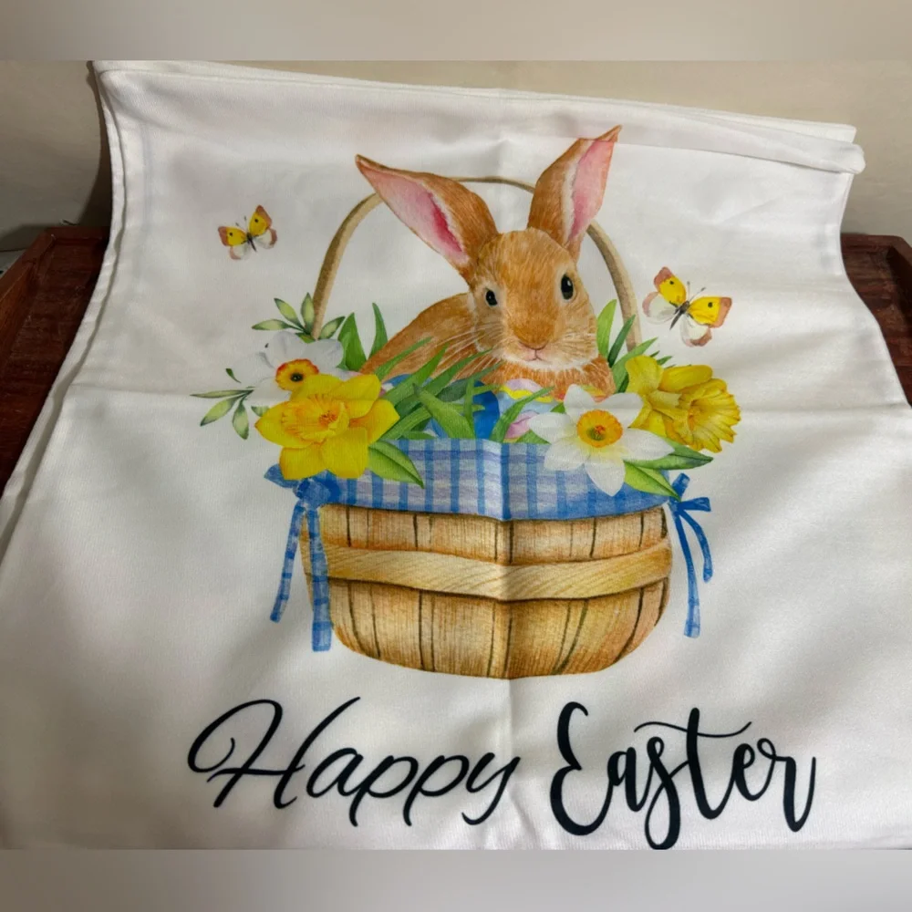 2pc Easter Party Theme Decorative Pillow Cover Truck & Gnome Bunny Basket Print